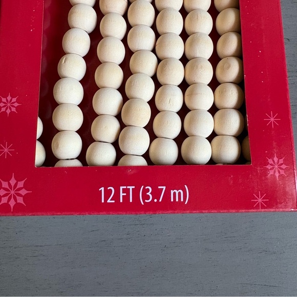 Holiday Time Natural Wood Bead Garland 12 Foot 3.7 M   NEW - Picture 5 of 8